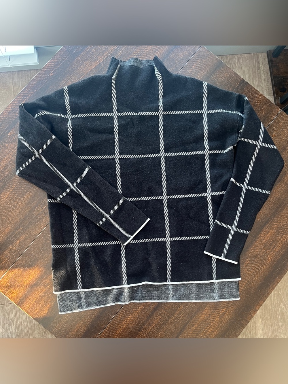 Max Studio Mock Neck Plaid Sweater